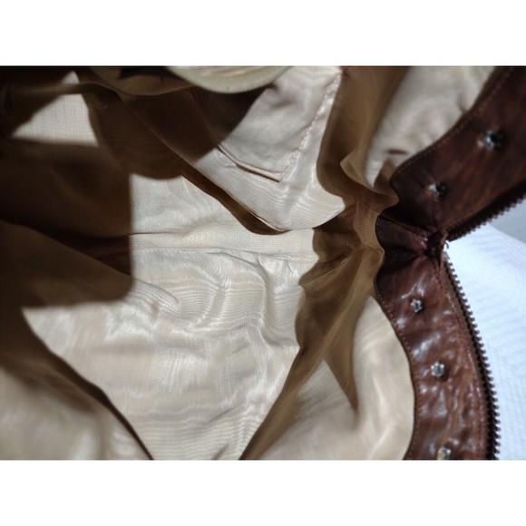 Vintage Lisandro Sarasota Large 2-Tone Brown Leather Engraved Double Handle Bag - Picture 16 of 16